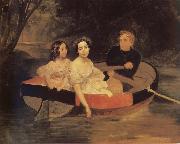Portrait of the artistand Baroness yekaterina meller-Zakomelskaya with her daughter in a boat
